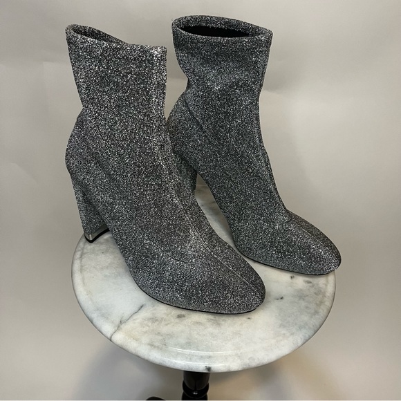 Michael Kors Mandy Sock Boot, stretch-knit MK glitter chunky heel boots - Picture 3 of 6